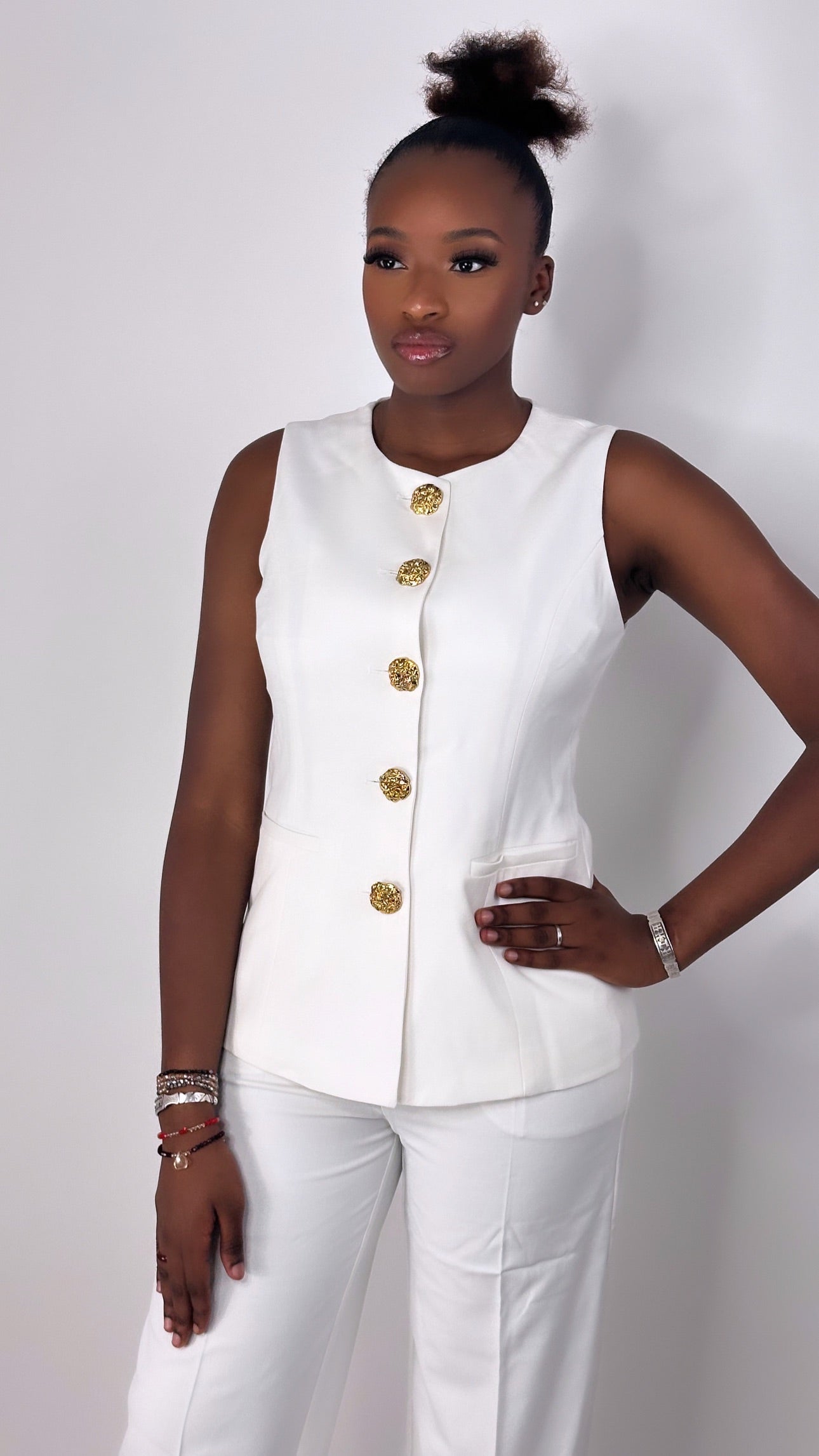 Ensemble blazer avec bouton doré TALL - blanc