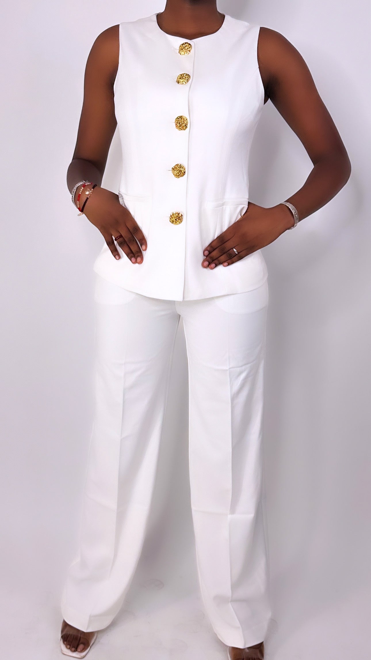 Ensemble blazer avec bouton doré TALL - blanc