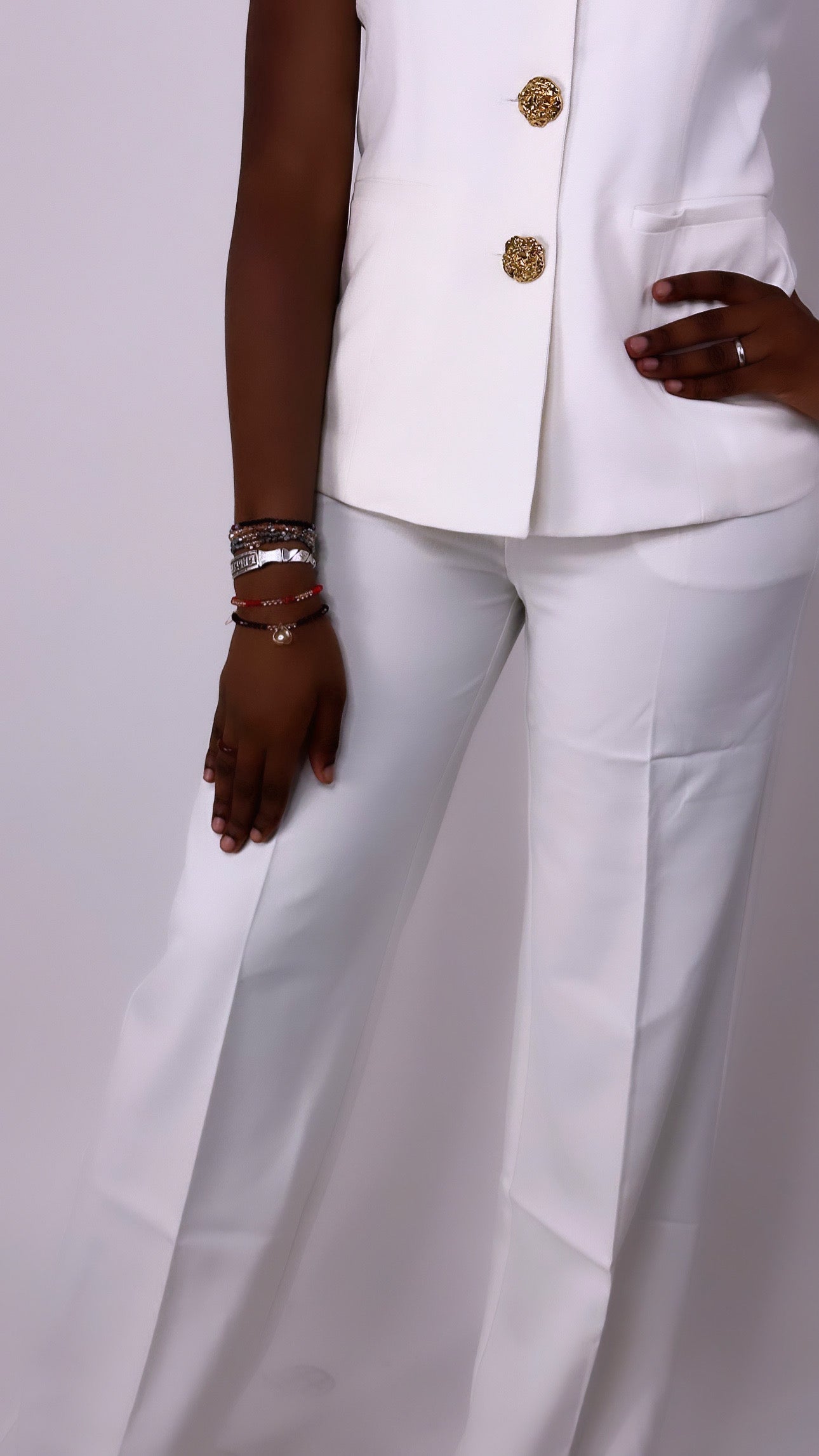Pantalon blazer plissé - blanc TALL