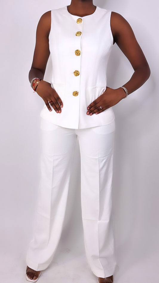 Pantalon blazer plissé - blanc TALL