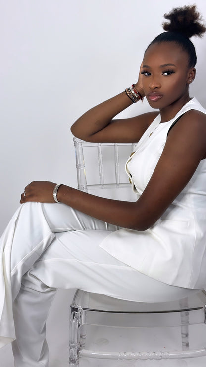 Pantalon blazer plissé - blanc TALL